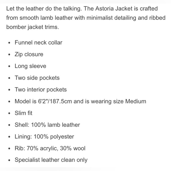 Men’s All Saints Astoria buttery soft lamb leather jacket size medium - Picture 5 of 16